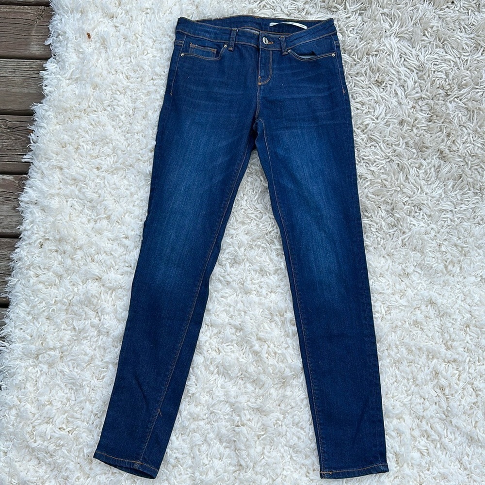Zara woman denim jeans medium rise slim fit size 6 medium dark jeans